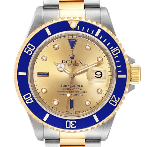 rolex submariner steel and gold diamonds serti dial|Rolex Submariner model 16613 price.